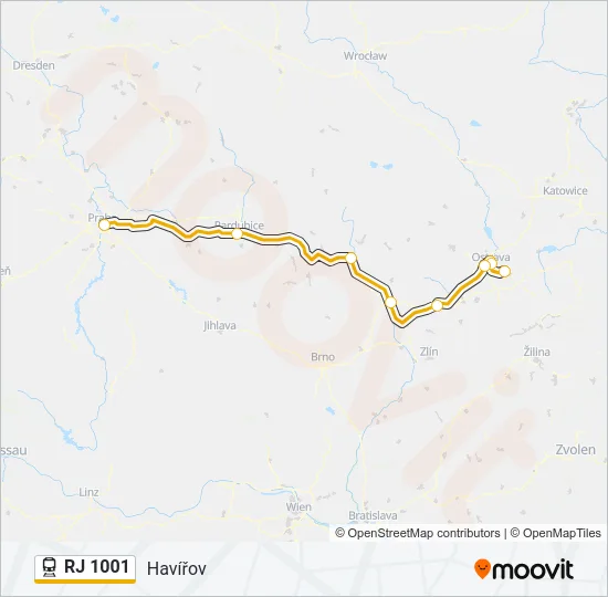 RJ 1001 Train Line Map