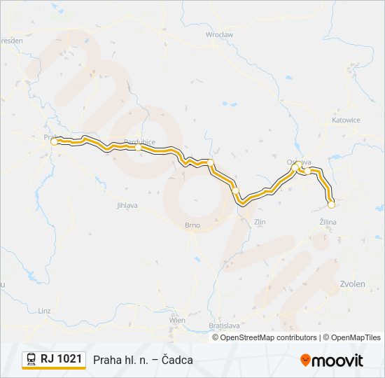 RJ 1021 Train Line Map