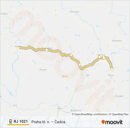 RJ 1021 Train Line Map