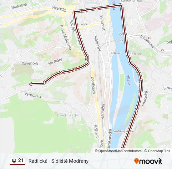 Трамвай 21: карта маршрута