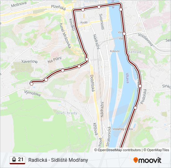 Трамвай 21: карта маршрута