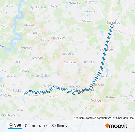 Поезд S98: карта маршрута