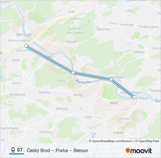 S7 vlak Mapa linky
