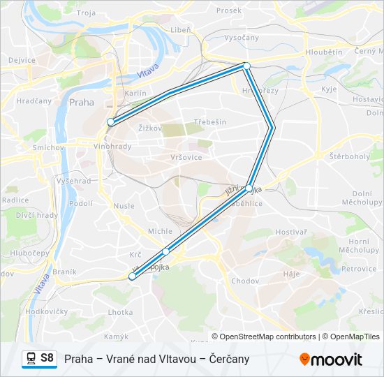 Поезд S8: карта маршрута