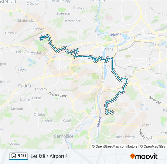 910 autobus Mapa linky