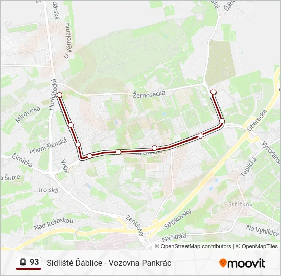 Трамвай 93: карта маршрута