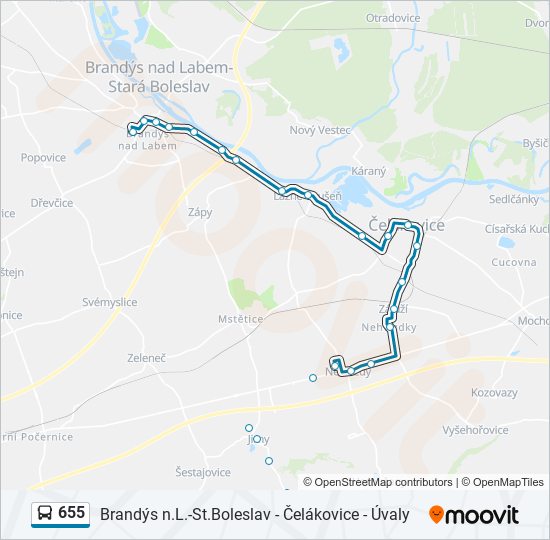 655 autobus Mapa linky