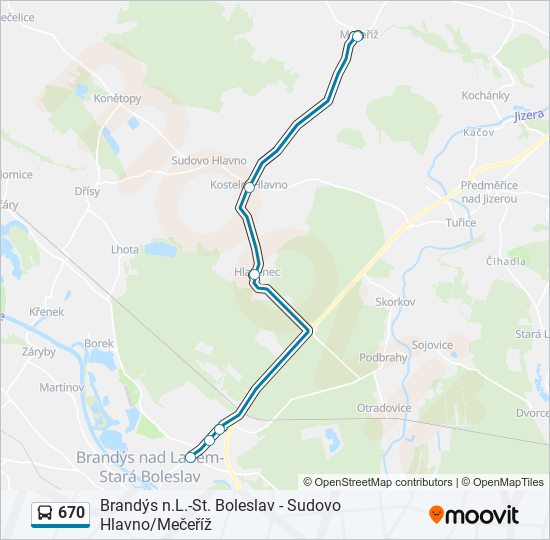670 autobus Mapa linky