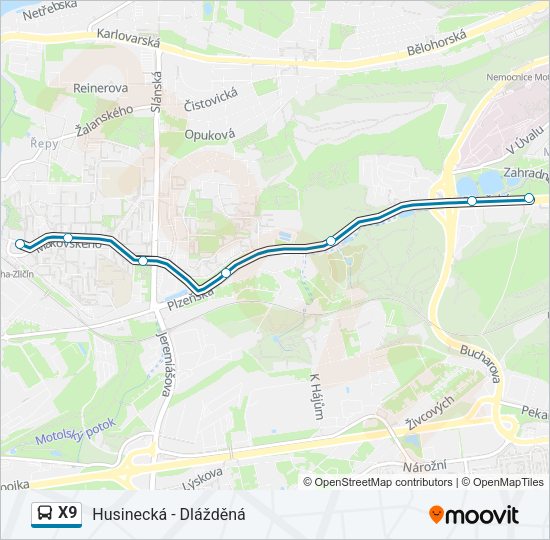 Автобус X9: карта маршрута