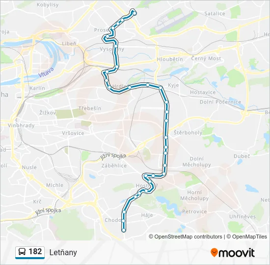 Автобус 182: карта маршрута