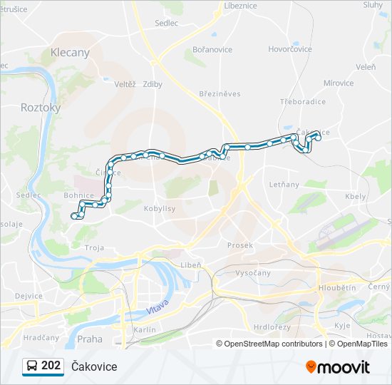 202 autobus Mapa linky