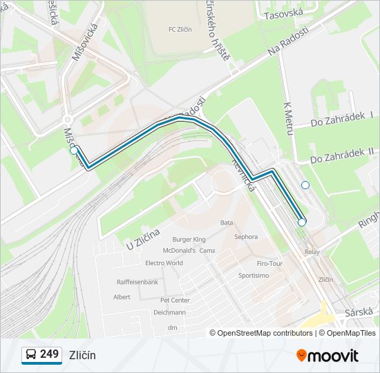 249 bus Line Map