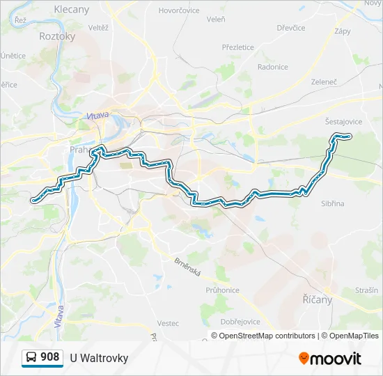 Автобус 908: карта маршрута