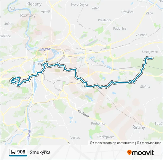 Автобус 908: карта маршрута