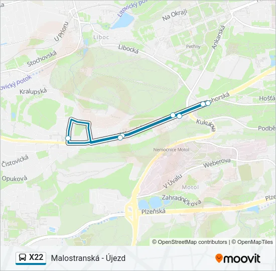 Автобус X22: карта маршрута