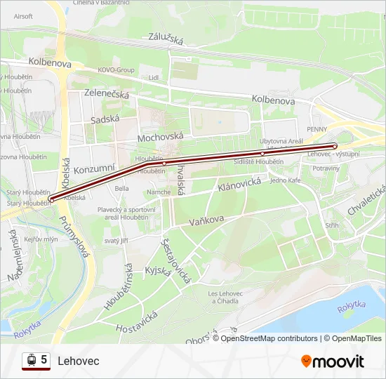 Трамвай 5: карта маршрута