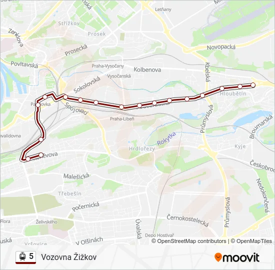 Трамвай 5: карта маршрута