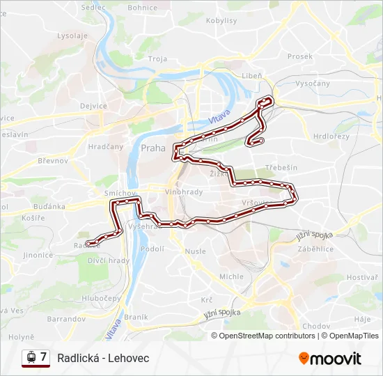 Трамвай 7: карта маршрута