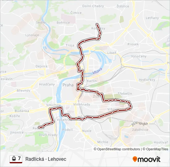 Трамвай 7: карта маршрута