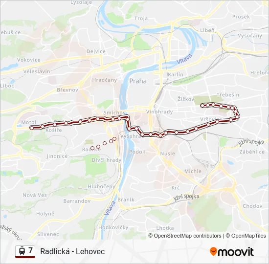 Трамвай 7: карта маршрута