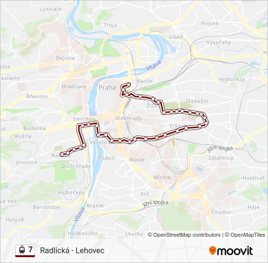 Трамвай 7: карта маршрута