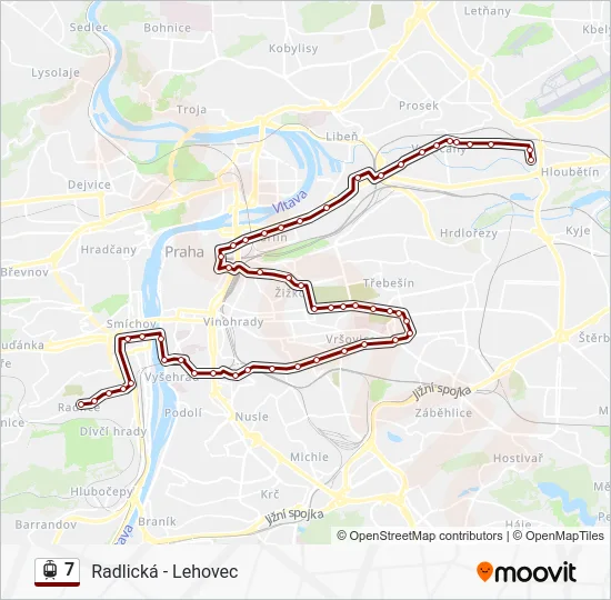 Трамвай 7: карта маршрута