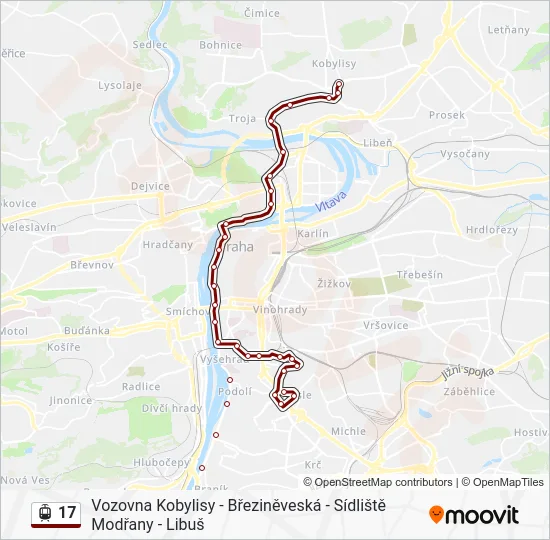 Трамвай 17: карта маршрута