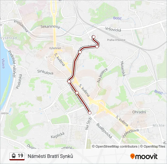 Трамвай 19: карта маршрута