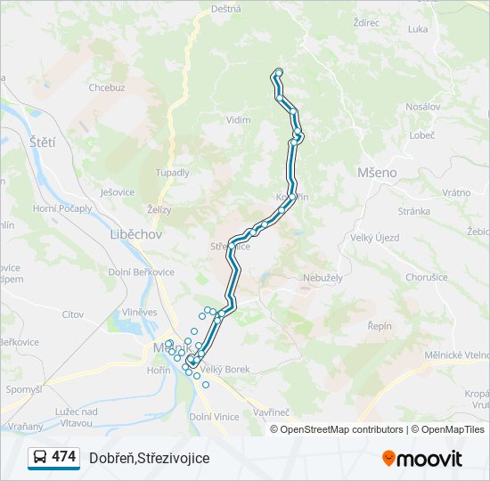 474 autobus Mapa linky