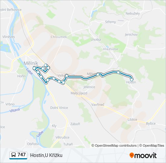 747 autobus Mapa linky