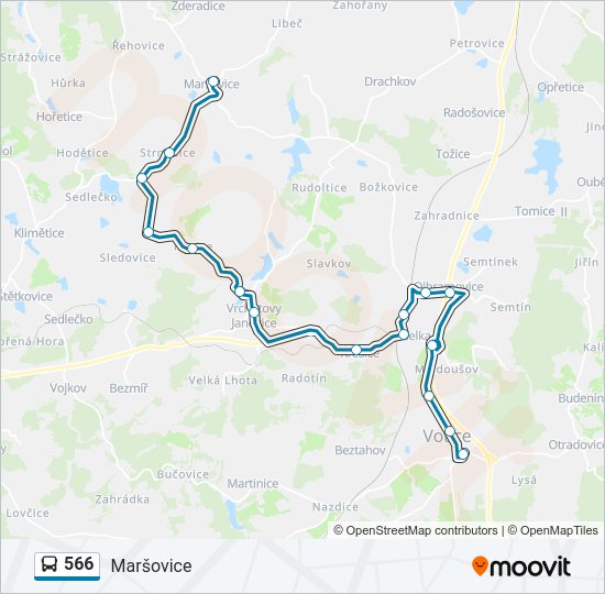 566 autobus Mapa linky