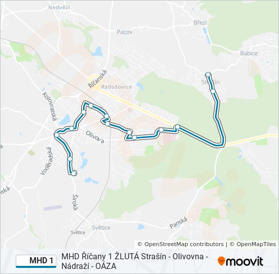 Автобус MHD 1: карта маршрута