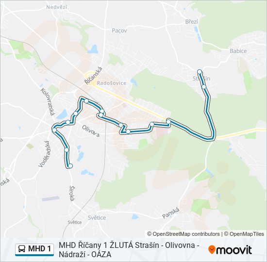 Автобус MHD 1: карта маршрута