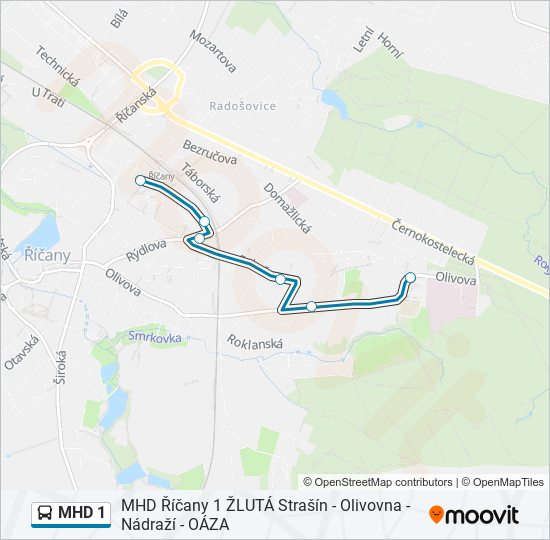 MHD 1 autobus Mapa linky