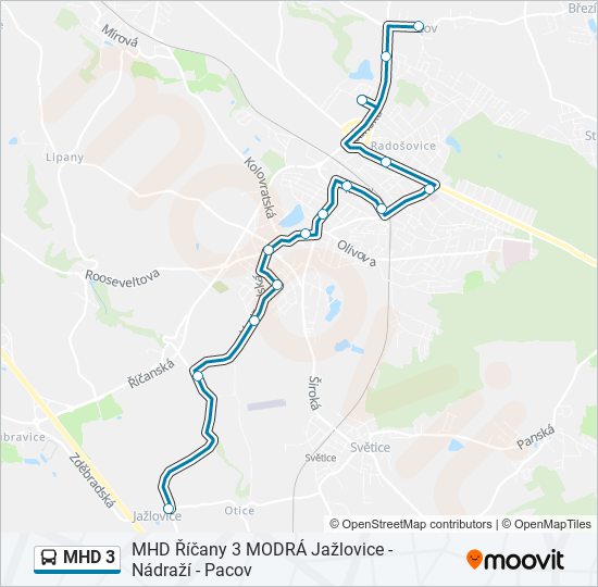 MHD 3 autobus Mapa linky
