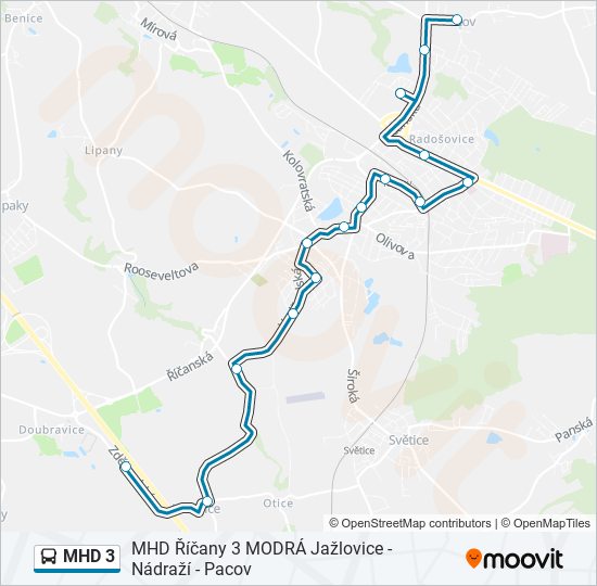 MHD 3 autobus Mapa linky