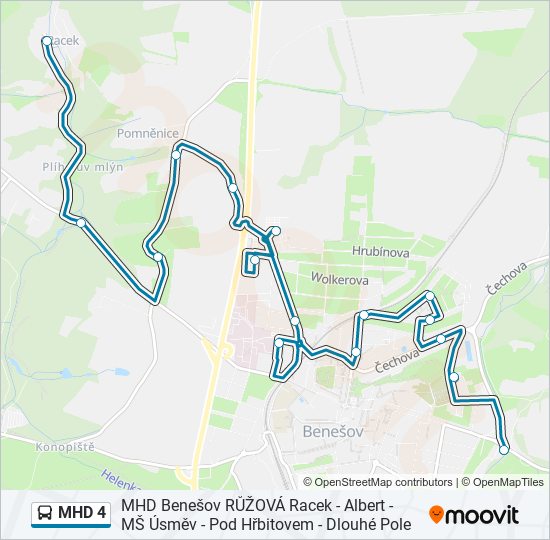 Автобус MHD 4: карта маршрута