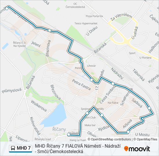 MHD 7 autobus Mapa linky