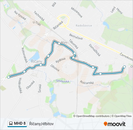 Автобус MHD 8: карта маршрута