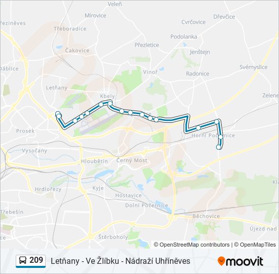 209 autobus Mapa linky