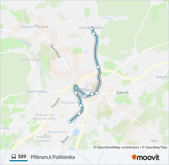 509 autobus Mapa linky