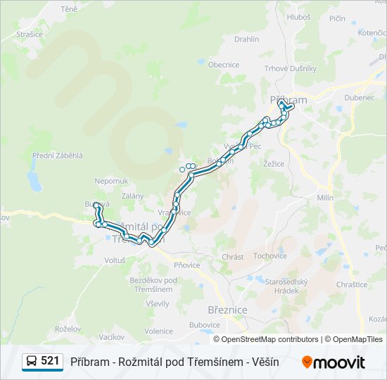 521 autobus Mapa linky