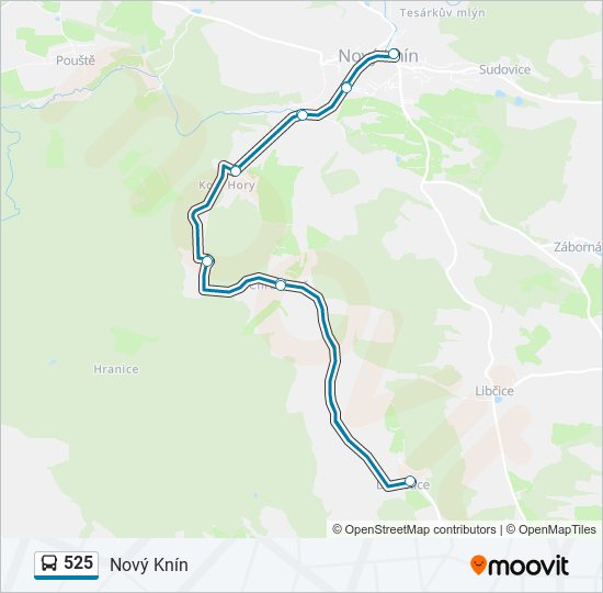 525 autobus Mapa linky