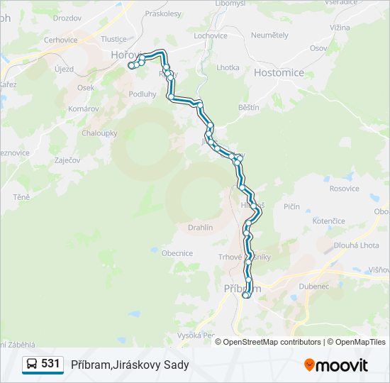 531 autobus Mapa linky