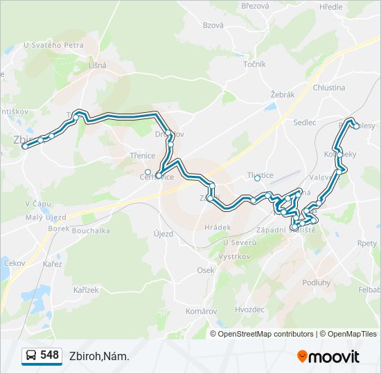 548 autobus Mapa linky