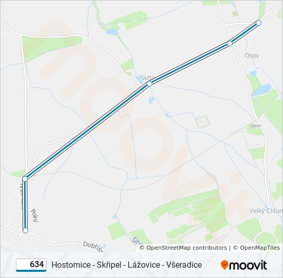 634 autobus Mapa linky