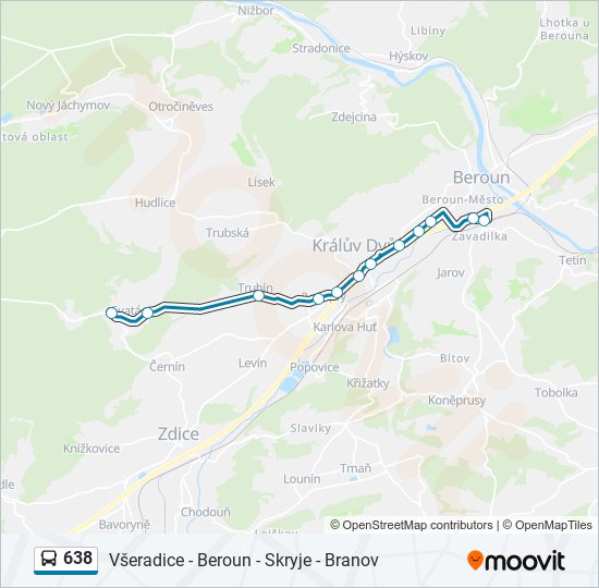 638 autobus Mapa linky