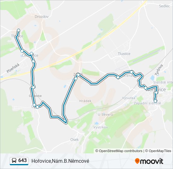 643 autobus Mapa linky