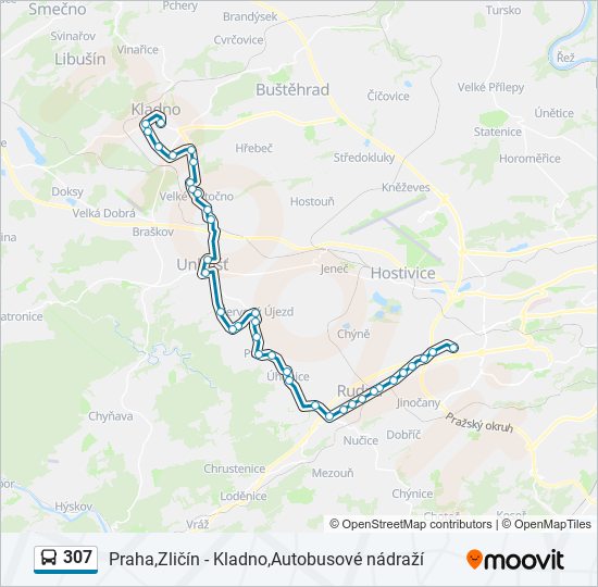 307 autobus Mapa linky