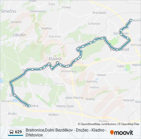 629 autobus Mapa linky